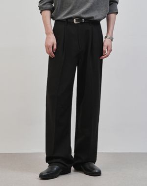 시비코 세미 와이드 원턱 릴렉스드 슬랙스 [블랙]