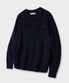 에센셜 오버핏 라운드 하찌 니트_네이비