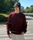 에센셜 오버핏 라운드 하찌 니트_버건디