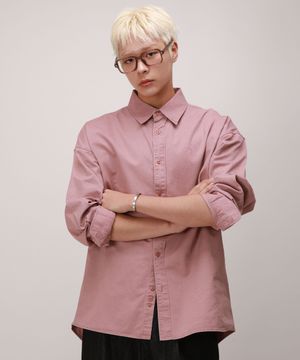 빈티지 오버핏 피그먼트 셔츠_더스트 핑크