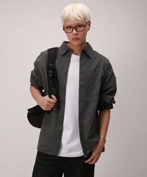 빈티지 오버핏 피그먼트 셔츠_워시드 스톤