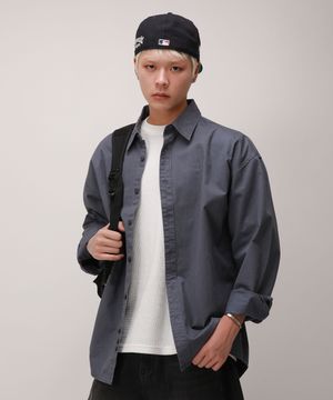 빈티지 오버핏 피그먼트 셔츠_애쉬 블루