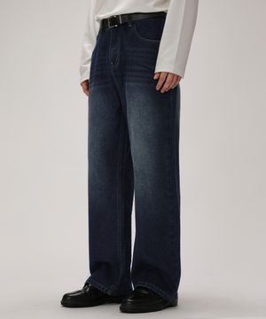 소프트 페이드 세미와이드 데님 팬츠_블루