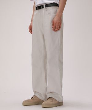 에센셜 무드 세미와이드 코튼 팬츠_에크루