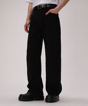 에센셜 무드 세미와이드 코튼 팬츠_블랙