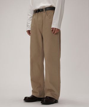 에센셜 무드 세미와이드 코튼 팬츠_베이지