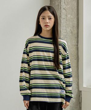 와펜 스트라이프 티셔츠 Ivory