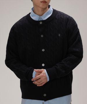 소프트 케이블 라운드 오버핏 가디건_네이비