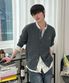 소프트 케이블 라운드 오버핏 가디건_차콜