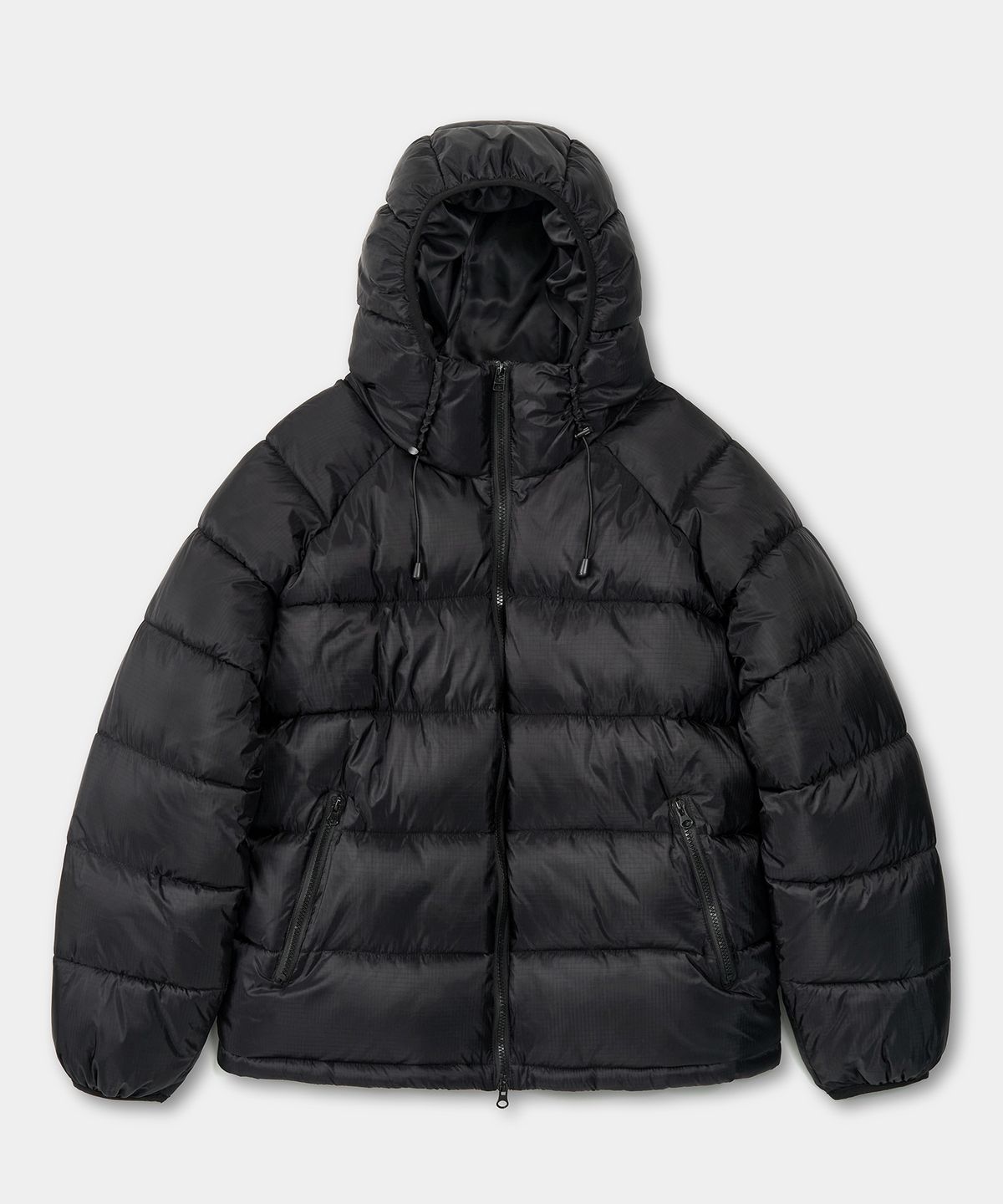 엑스컨테이너(EXCONTAINER) 립스탑 후디드 패딩 점퍼 (BLACK)