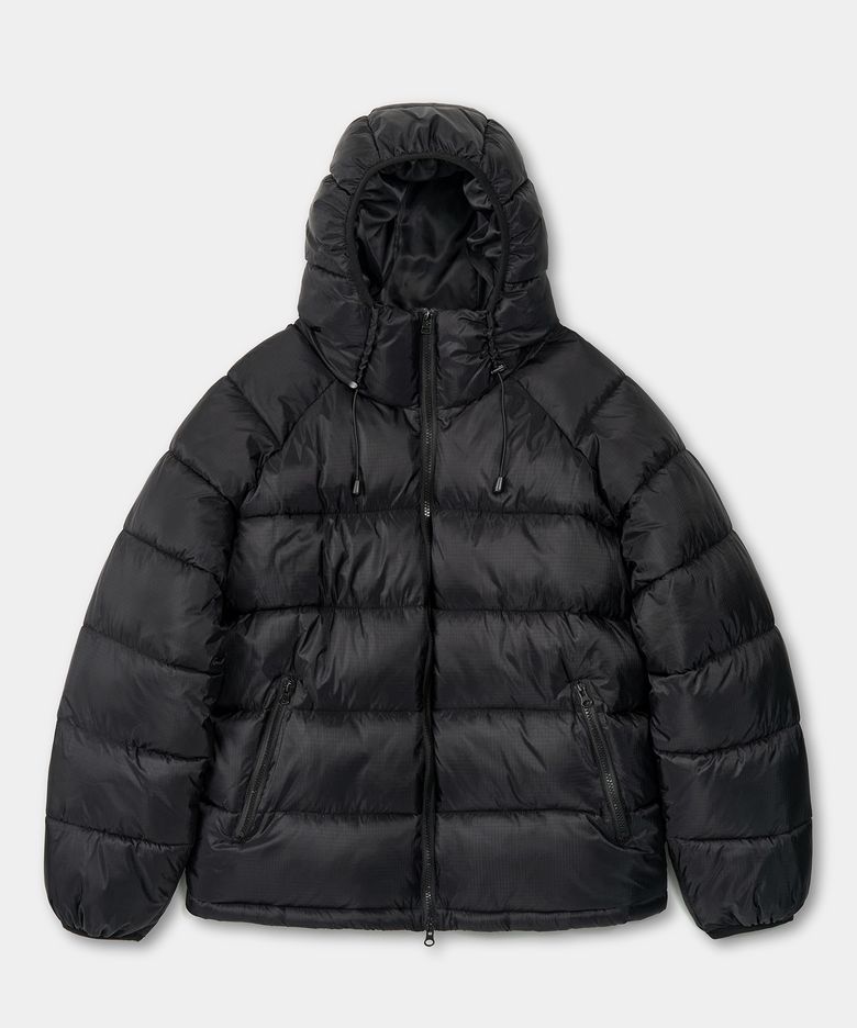 립스탑 후디드 패딩 점퍼 (BLACK)