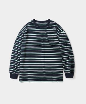 어반 스트라이프 단가라 티셔츠_네이비