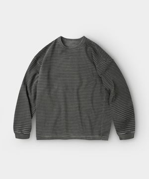 피그다잉 이지 스트라이프 맨투맨티셔츠_문그레이