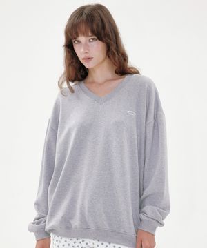 NOI1717 브이넥 시그니처 로고 맨투맨 (그레이)