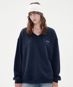 NOI1718 브이넥 시그니처 로고 맨투맨 (네이비)