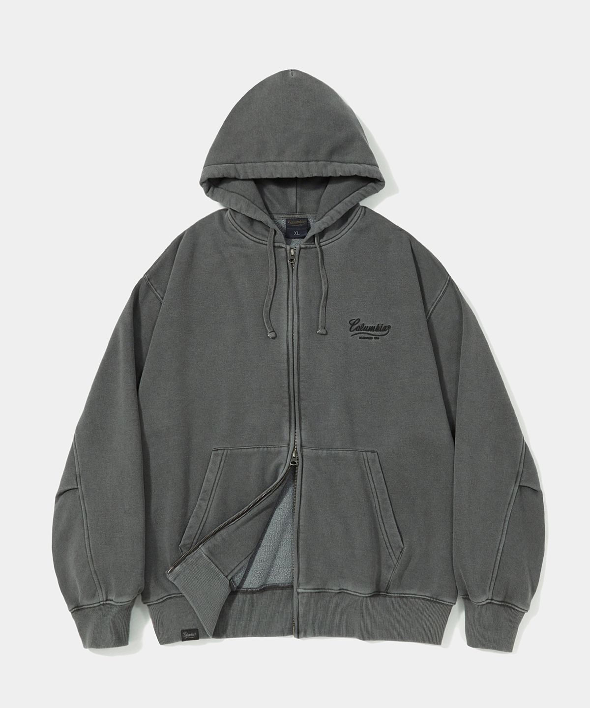 컬럼비아 유니버시티(COLUMBIA UNIVERSITY) NY STREET TAIL DYEING FLEECE ZIP-UP HOODIE_CHARCOAL