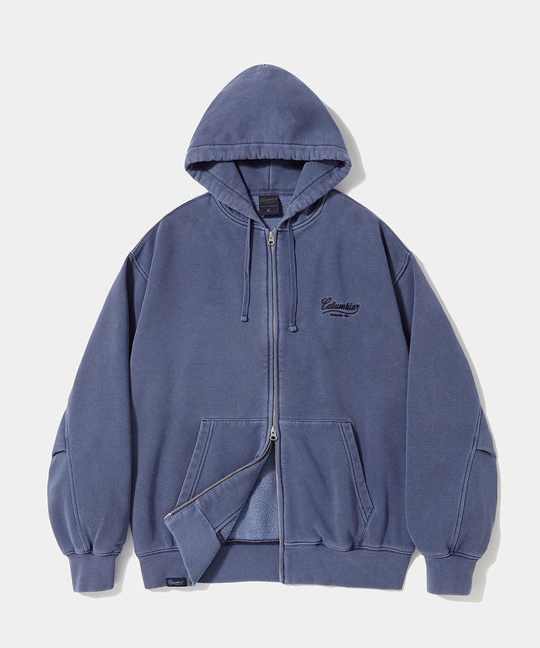 NY STREET TAIL DYEING FLEECE ZIP-UP HOODIE_NAVY