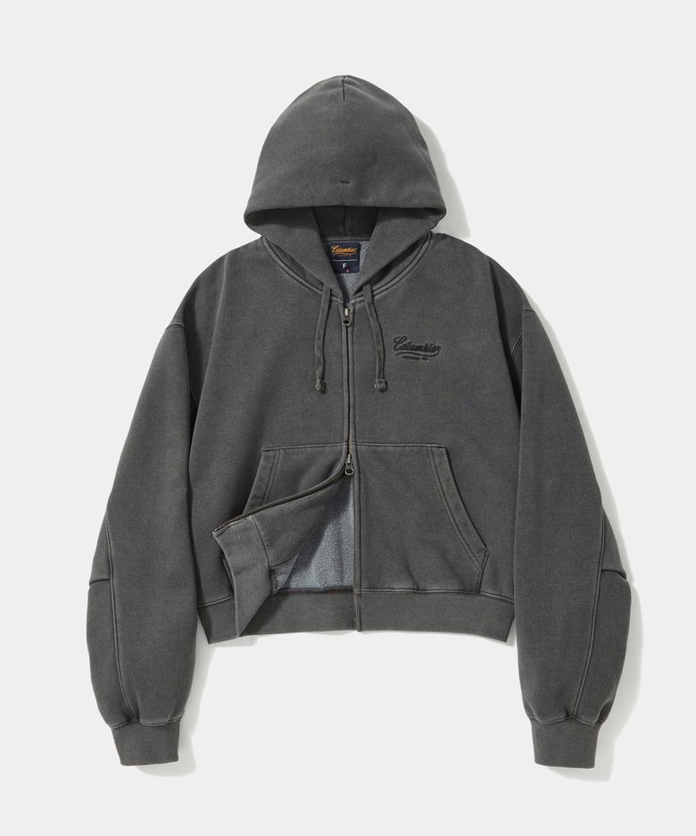NY STREET DYEING FLEECE WOMENS HOODIE_CHARCOAL