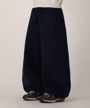 클래식 자수 로고 와이드 조거 팬츠_네이비