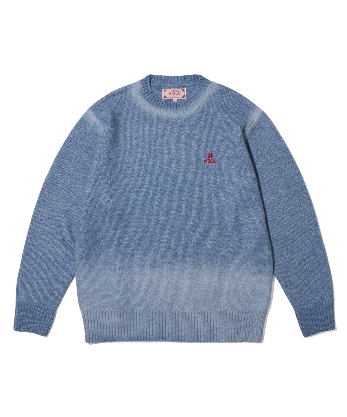 에이카화이트(AECA) GRADATION SPRAY WASHED KNIT-NAVY