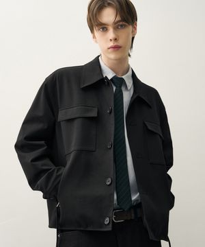 도브 울 하이드 블루종 자켓 [BLACK]