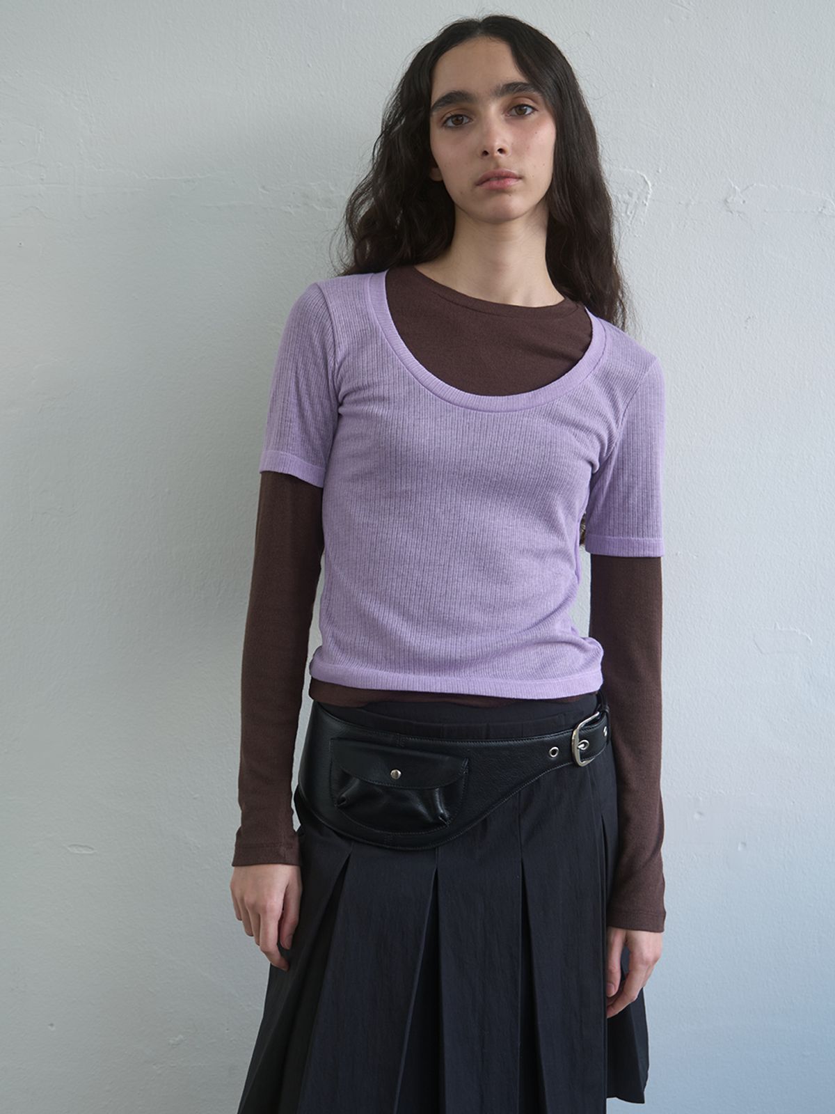 기준(KIJUN) Layered Jersey Top Lavender