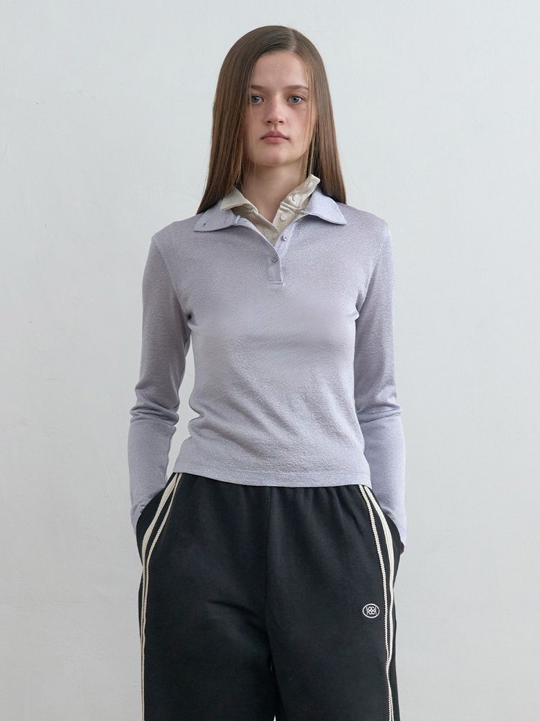 Two-Way Neck Glitter Top Lavender