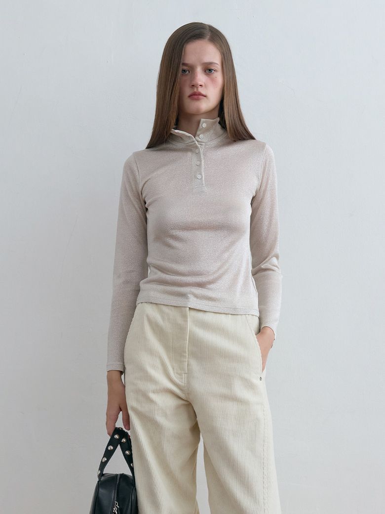 Two-Way Neck Glitter Top Champagne