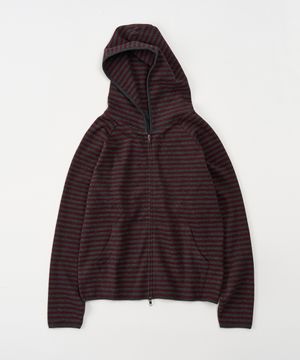 스트라이프 플리스 후드 집업 (BURGUNDY/CHARCOAL)