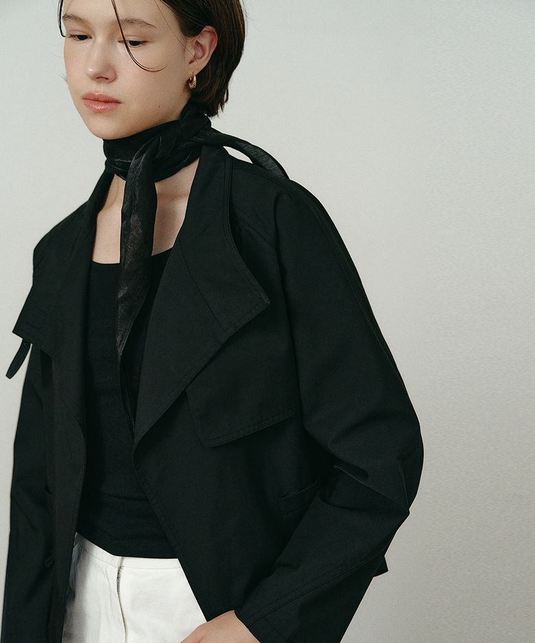 봄버 숏 트렌치 자켓 블랙 MBEFJK009BK