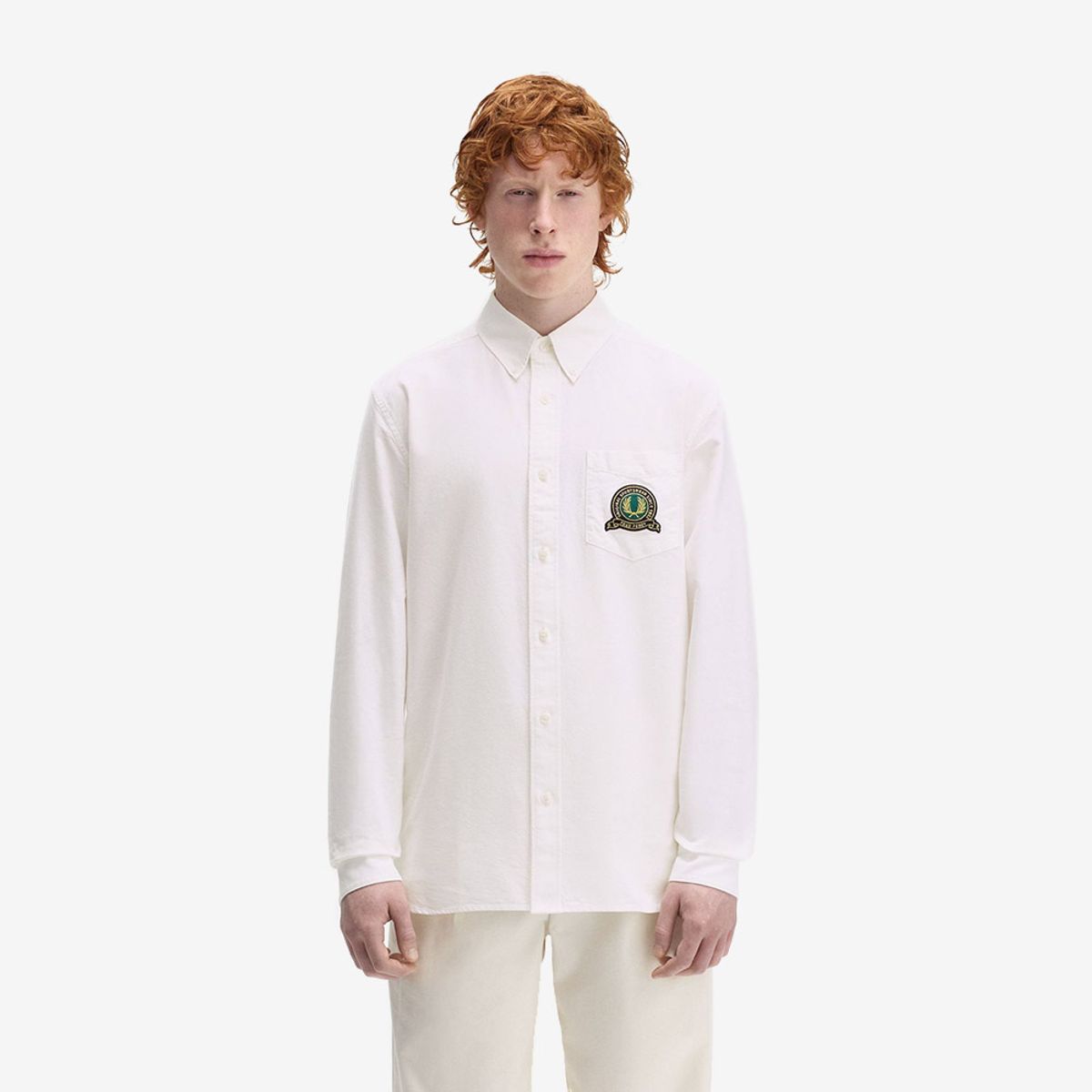 프레드페리(FRED PERRY) [Club House] 테니스 뱃지 옥스포드 셔츠 - 스노우화이트 AFPM2531748-129
