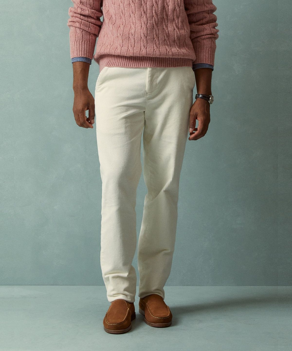 브룩스 브라더스(BROOKS BROTHERS) 슬림핏 8W 스트레치 코듀로이 팬츠 (아이보리) (BBPCMNF403)