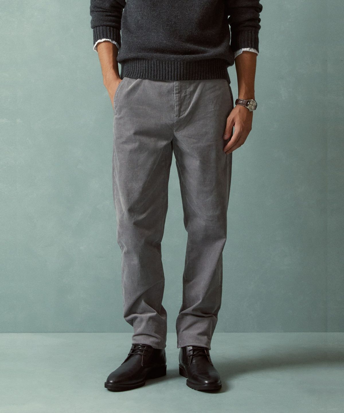 브룩스 브라더스(BROOKS BROTHERS) 슬림핏 15W 코듀로이 치노 팬츠 (그레이) (BBPCMNF401)