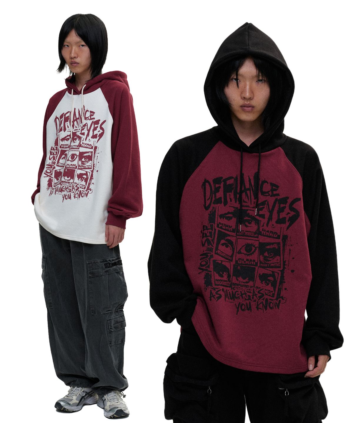 디파이클럽로버스(DEFYCLUBROBBERS) Defiance Eyes reglan Hoodie (2color)