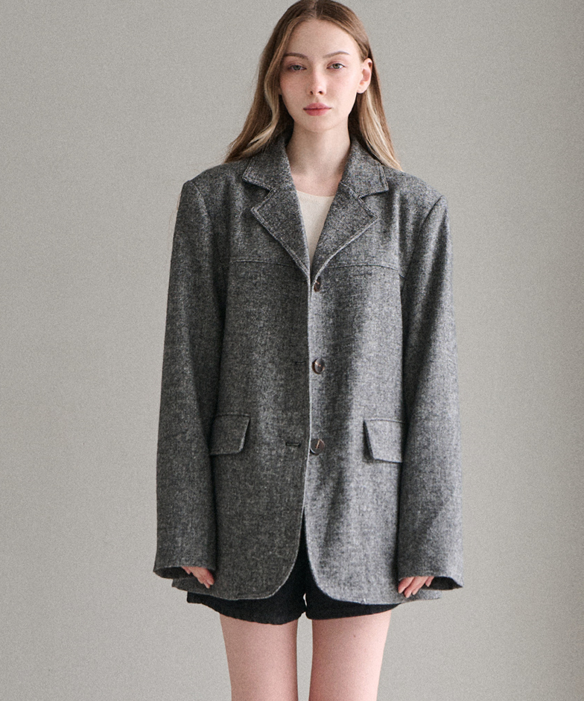 슬로우롤리(SLOWLOLLI) [울50%] Wool herringbone jacket