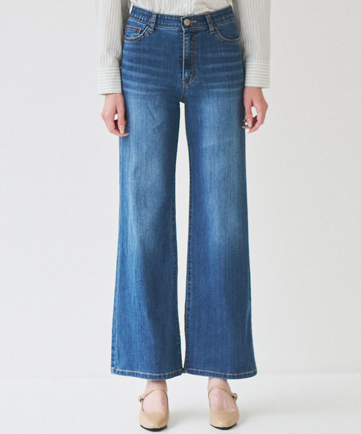 슬로우롤리(SLOWLOLLI) Wide flare denim pants
