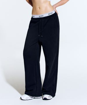 밴딩 리트릿 더블 레이어 스웨트 팬츠 (Black)