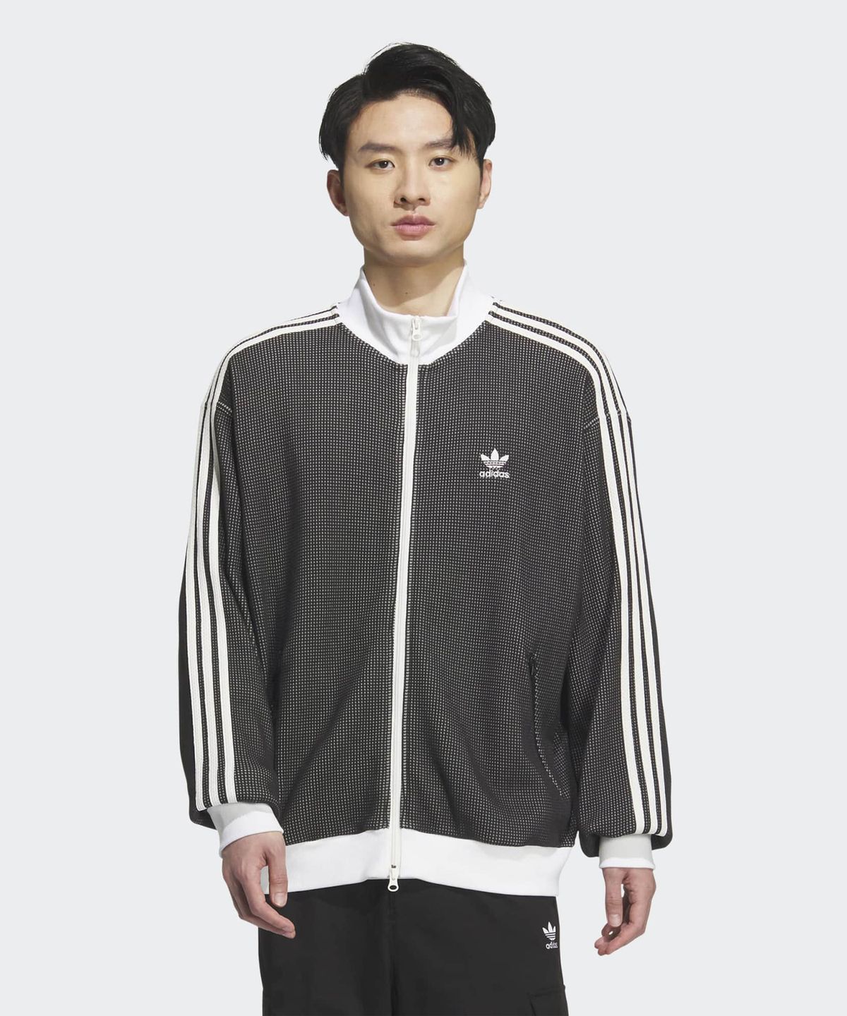 아디다스(ADIDAS) 오버사이즈 와플 니트 트랙탑  - 블랙 / KC2619