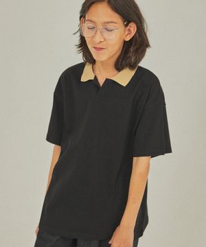 오픈 피케 셔츠_블랙