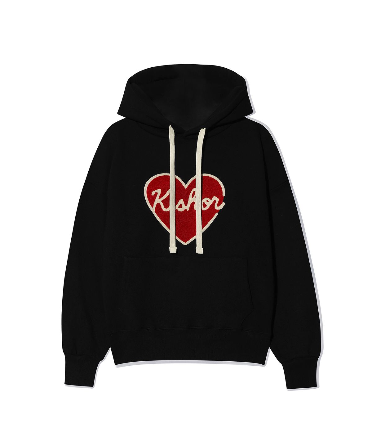 키쇼르(KISHOR) (기모)heart stich hoodie_BLACK