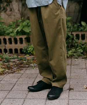 와이드 테이퍼드 팬츠 - OLIVE