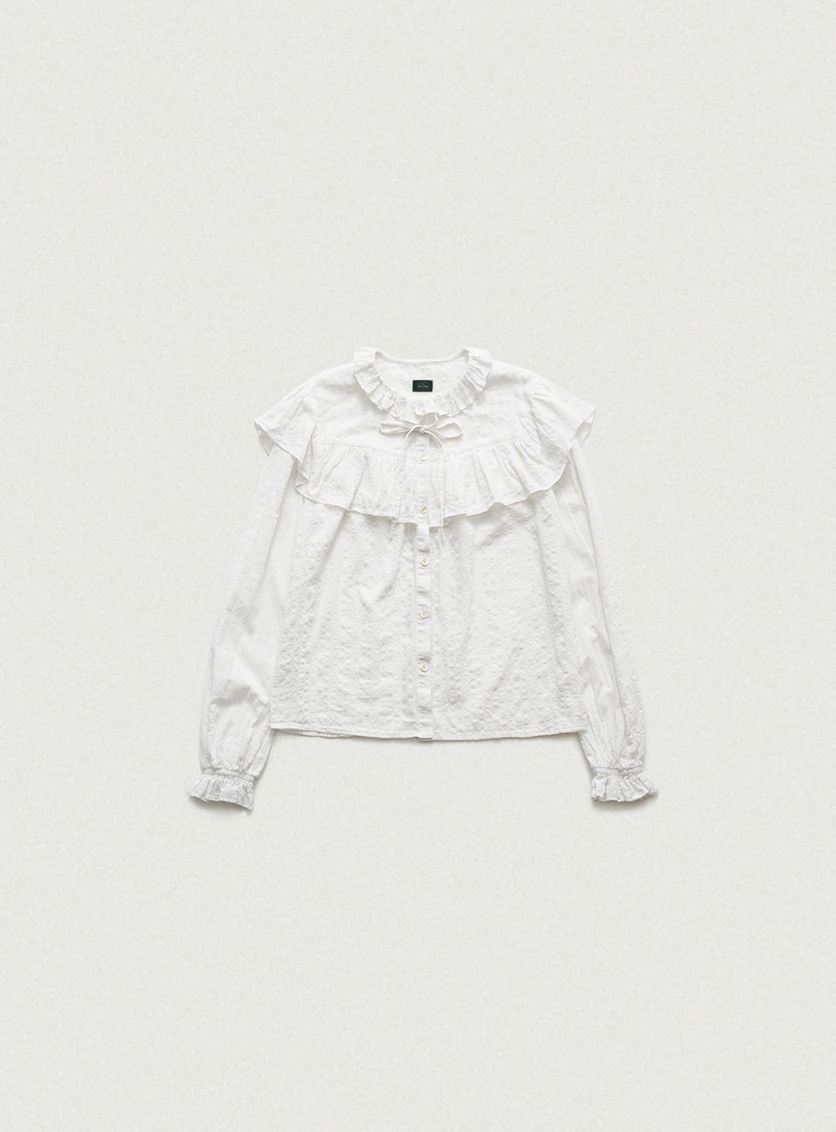더바넷(THEBARNNET) Panele Check Ruffled Blouse_Ivory