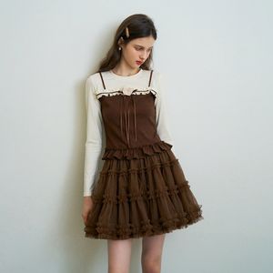 Cest_Autumn mesh ruffle skirt