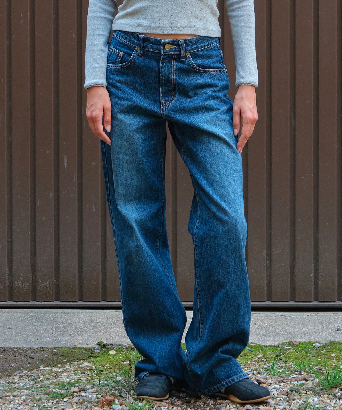 썸웨어버터(SOMEWHEREBUTTER) Ant Wide Denim Pants - Deep Blue