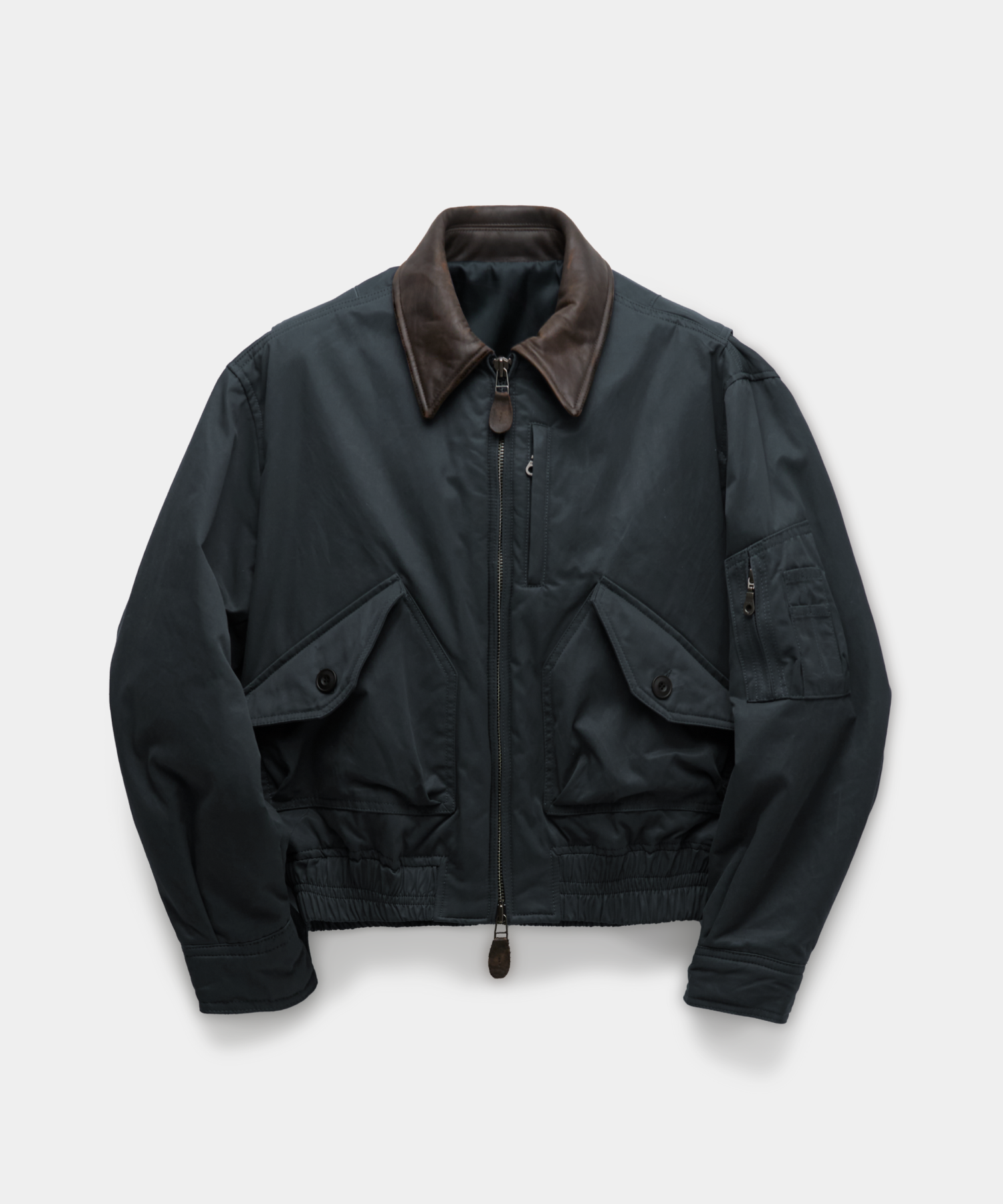 MUSINSA公式 | COOR Leather Collar MK-3 Flight Jumper (Dark Grayish