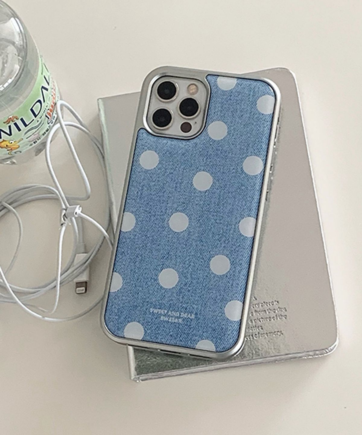 스위어(SWEEAR) [실버에폭시] LIGHT BLUE DENIM DOT CASE