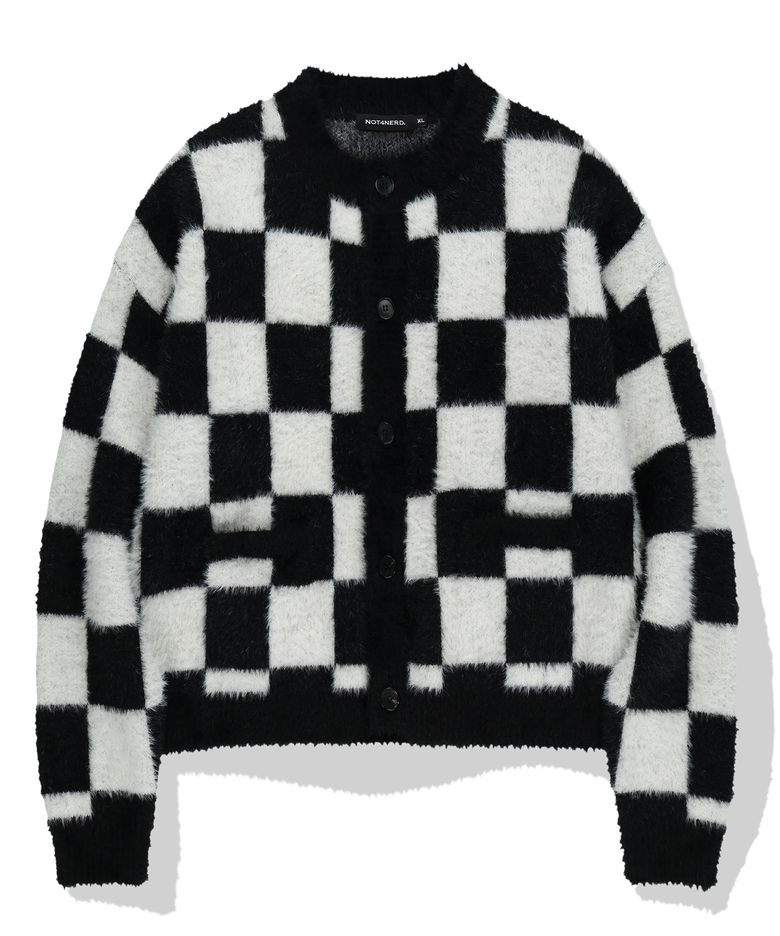 Checkerboard Mohair Cardigan - Black