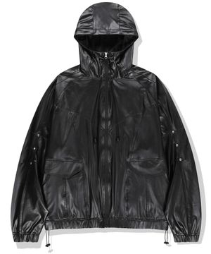 Gloss Highneck Raglan Windbreaker - Black
