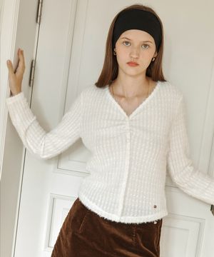 2color 가슴 셔링 단추 티셔츠 OP3K5427