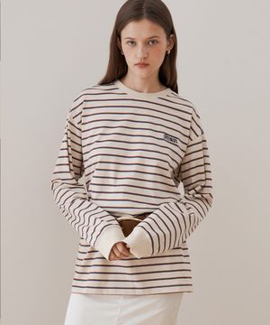 1color 오버핏 스트라이프 티셔츠 NP3K5450